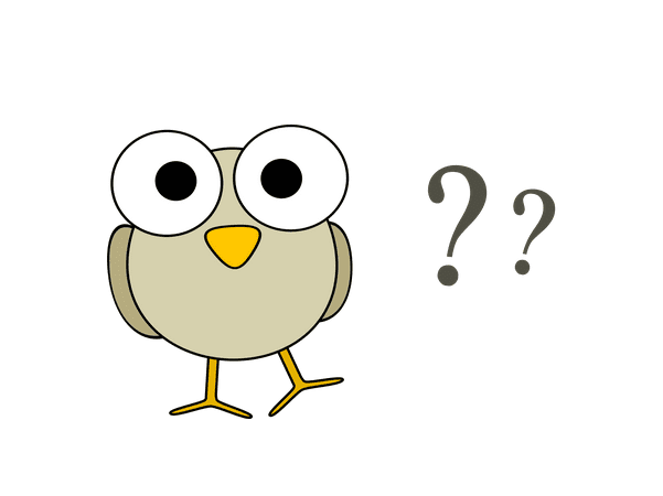 Illustration: gray bird with question marks