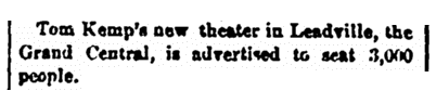 An article about Tom Kemp, Denver Rocky Mountain News newspaper article 7 December 1879