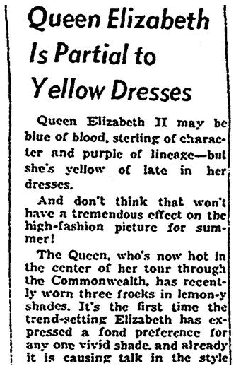 An article about Queen Elizabeth, Jersey Journal newspaper article 23 January 1954