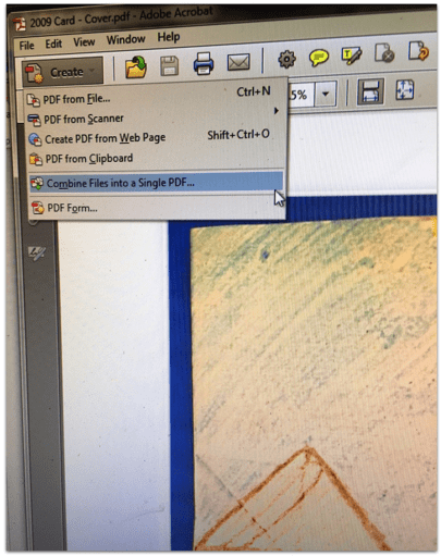 A screenshot showing the saving of a birthday card as a PDF file