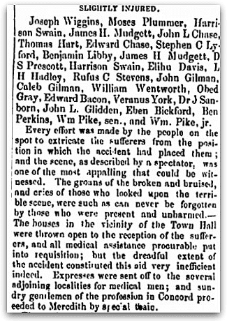 An article about the "Great Catastrophe" in Meredith, New Hampshire, Weekly Union newspaper article 21 March 1855