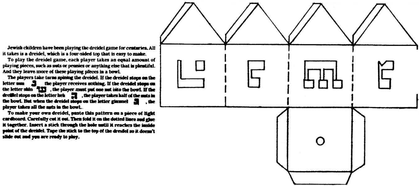 An article about the Hanukkah dreidel, State Times Advocate newspaper article 11 December 1988
