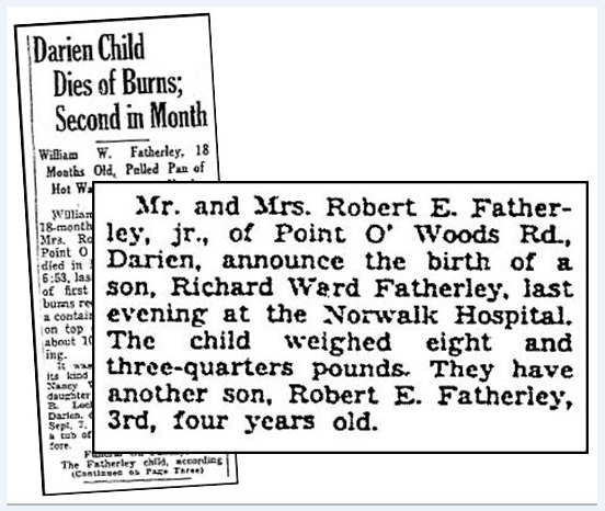 Newspaper articles about the children of Emeline and Robert Featherley