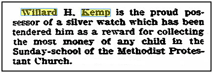 An article about Willard Kemp, Daily Advocate newspaper article 26 February 1901