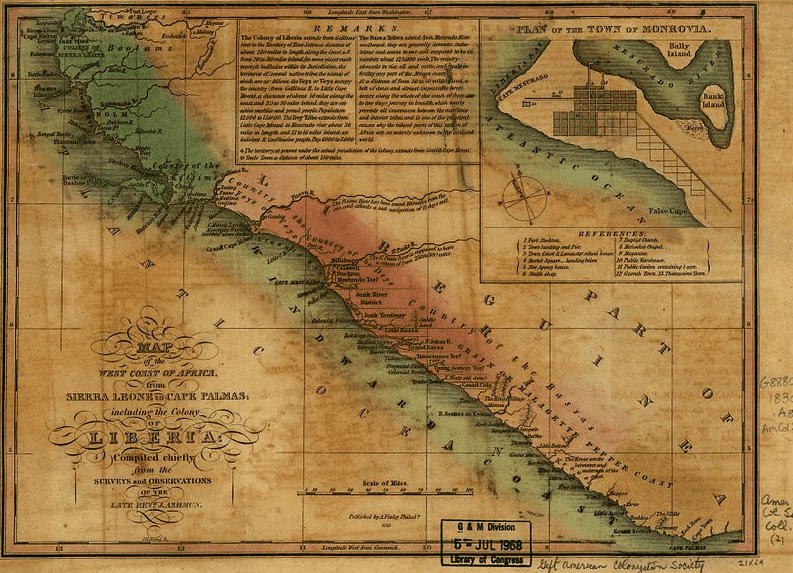 Map: Liberia and the West African Coast, c. 1830