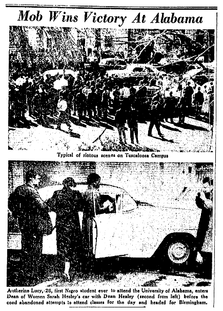 Photos from an article about Autherine Lucy, Trenton Evening Times newspaper article 7 February 1956