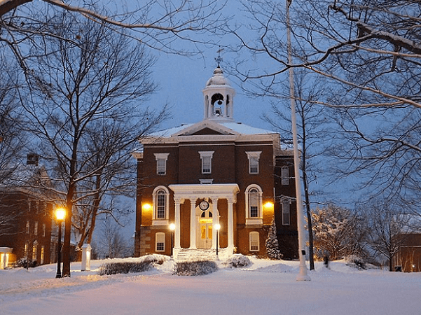Photo: Hathorn Hall at Bates College, located in central Lewiston, Maine. Credit: Odwallah; Wikimedia Commons.
