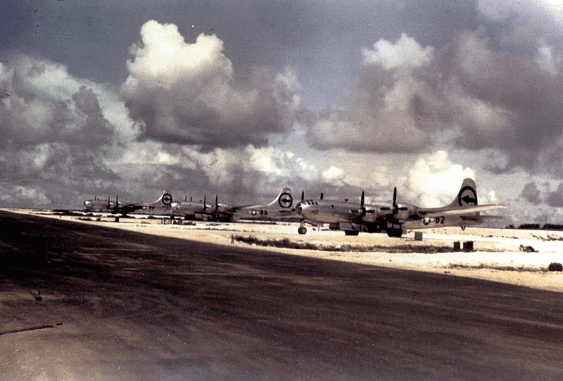 Photo: 509th Composite Group aircraft immediately before their bombing mission of Hiroshima, 6 August 1945
