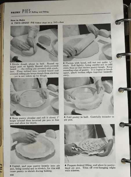 Photo: pie-making from “Betty Crocker’s Picture Cook Book”