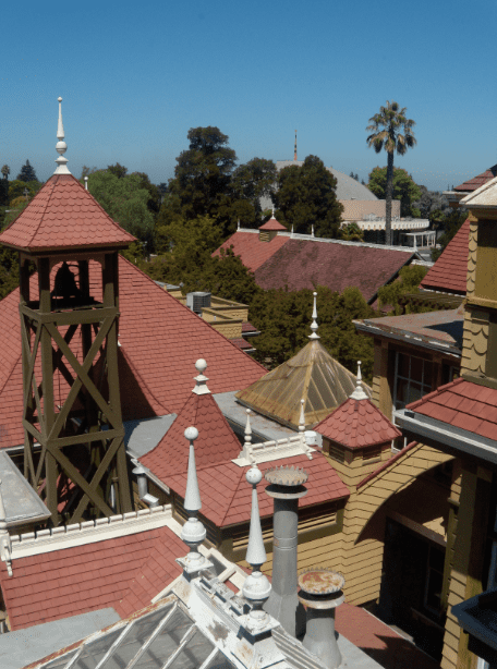 Photo: roof of the Winchester Mystery House