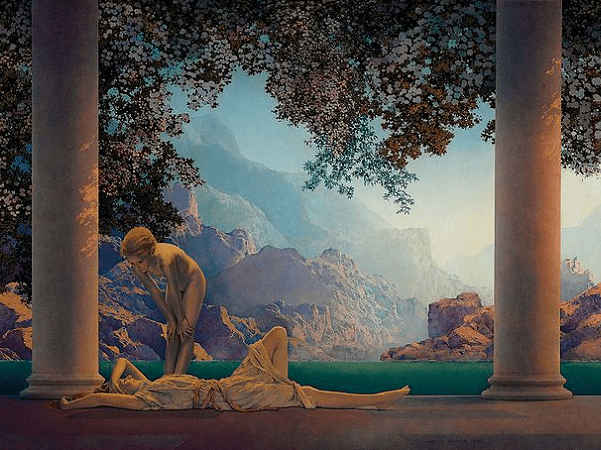 Illustration: "Daybreak" by Maxfield Parrish, 1922. Credit: Wikimedia Commons.
