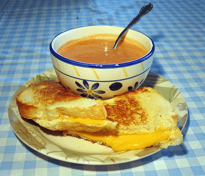 Photo: grilled cheese sandwich and tomato soup