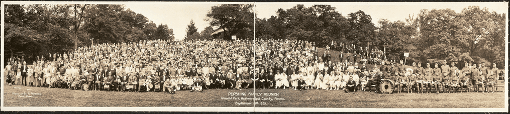 Photo: Pershing family reunion, Idlewild Park, Westmoreland County, Pennsylvania, 8 September 1923