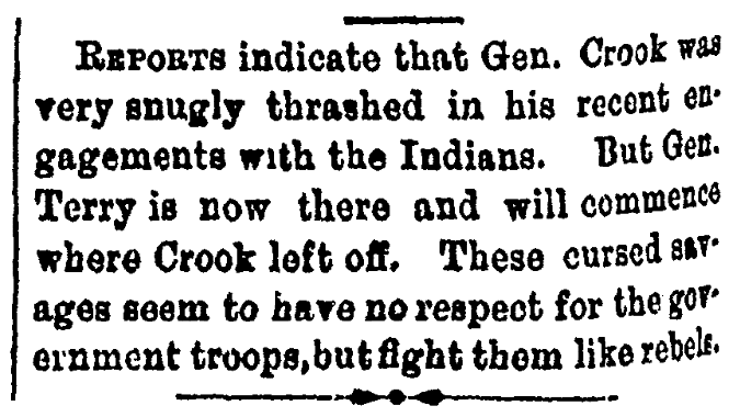 An article about the Battle of the Rosebud, Macon Weekly Telegraph newspaper article 4 July 1876