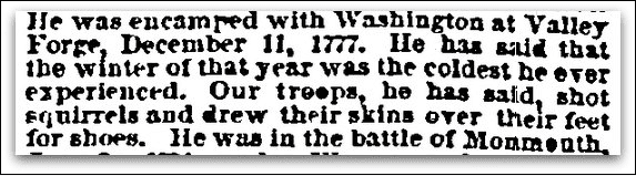 An article about Revolutionary War soldiers, Sun newspaper article 9 April 1860