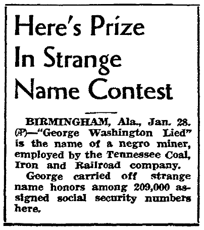 An article about a strange name contest, Riverside Daily Press newspaper article 28 January 1937
