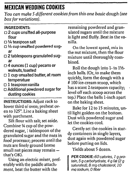 A cookie recipe, San Francisco Chronicle newspaper article 2 October 2002