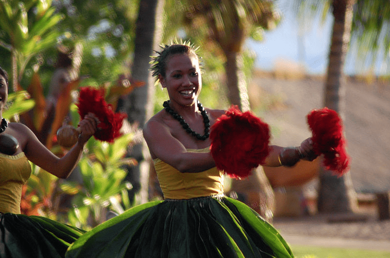 Photo: dancers at the Old Lahaina Luau, Maui, Hawaii
