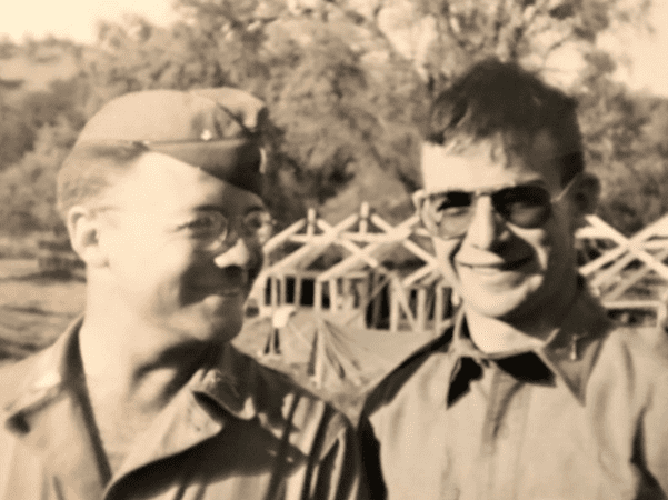 Photo: Kermit “Duke” Ellison (left) with Grover C. Gauntt Jr. at Camp Roberts, California, 1943. Credit: Casey Gauntt.