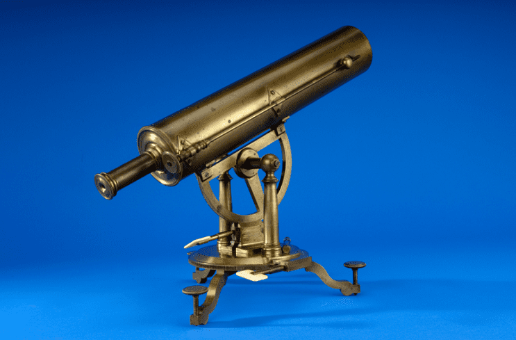 Photo: a telescope made in 1768-69 by Edward Nairne of London. Samuel Williams, a minister and professor of astronomy at Harvard College, used this telescope to observe the 1769 transit of Venus across the Sun.