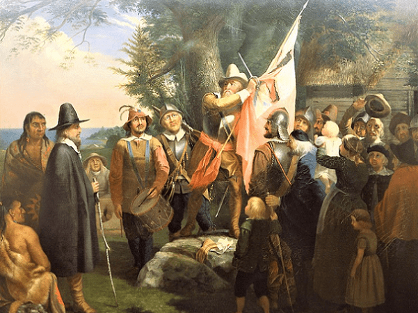 Illustration: “Endicott and the Red Cross,” by William Allen Wall, 1853. Credit: New Bedford Whaling Museum.