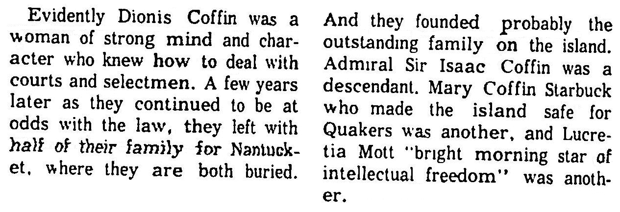An article about Dionis Coffin, Newburyport Daily News newspaper article 6 October 1962