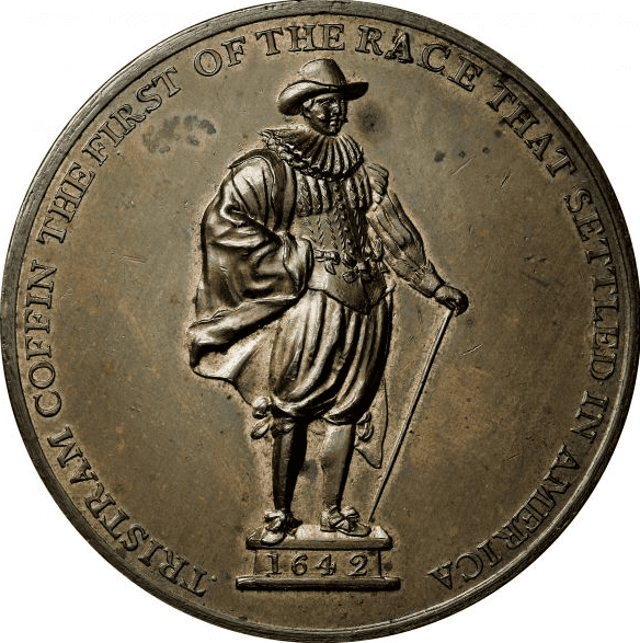 Photo: 1827 medal depicting Tristram Coffin (1605-1681), pioneer Nantucket settler