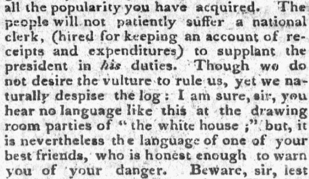 An article about the White House, Alexandria Daily Gazette, Commercial & Political newspaper article 10 May 1810