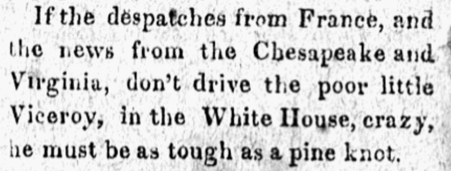 An article about the White House, Federal Republican newspaper article 10 February 1813