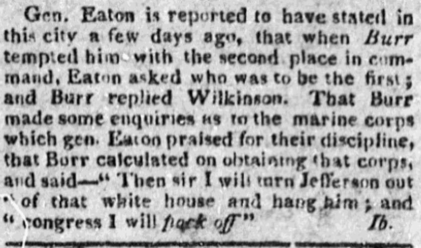 An article about the White House, Republican Watch-Tower newspaper article 30 January 1807