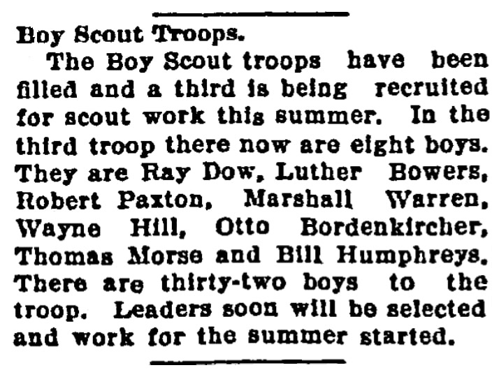 An article about the Boy Scouts, Emporia Gazette newspaper article 27 May 1918