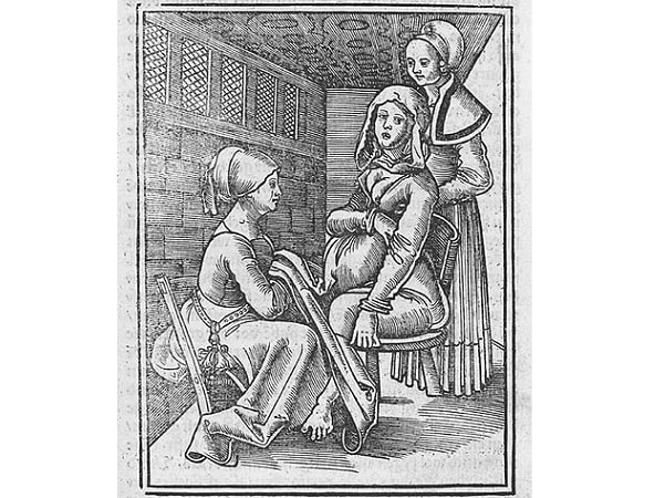 Illustration: childbirth and midwife, from a work by German physician Eucharius Rößlin, 1513. Credit: Wikimedia Commons.