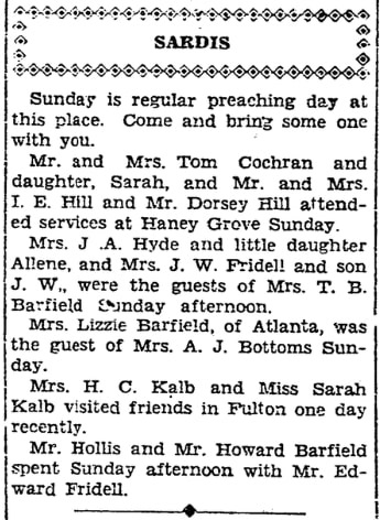 Local news round-up, Marietta Journal newspaper article 6 October 1932