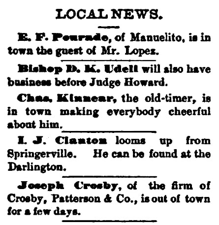 Local news round-up, St. Johns Herald newspaper article 16 July 1885