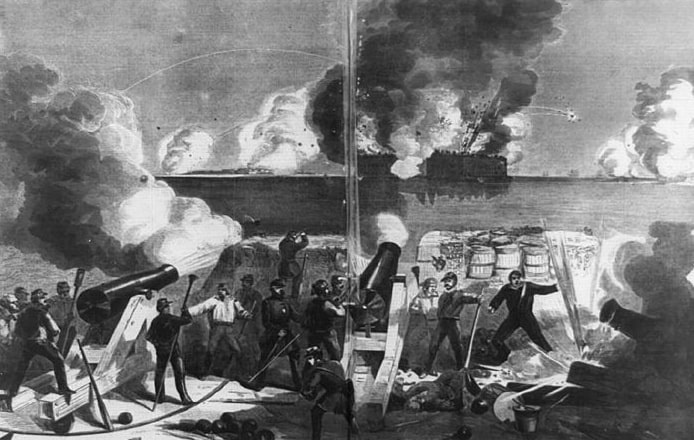 Illustration: “Bombardment of Fort Sumter by the batteries of the Confederate states,” 1861