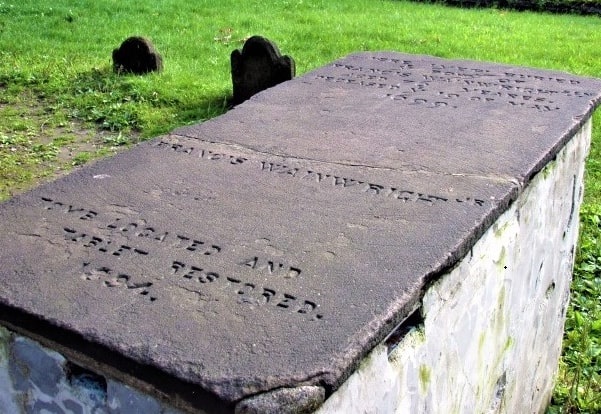 Photo: the tomb of Francis Wainwright, Burying Point Cemetery, Salem, Massachusetts. Credit: Leslie (Burke) Fernandes and “The Guardian.”