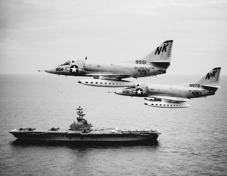 Photo: VA-146 A-4Cs from USS Constellation a week after Operation Pierce Arrow