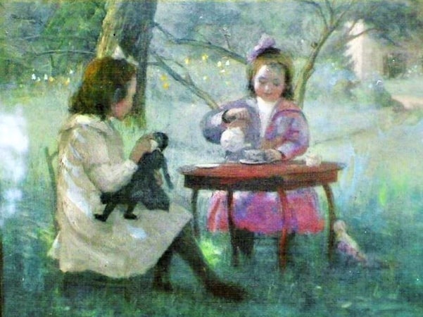 Illustration: the Hart sisters, painted by Lee Lufkin Kaula in Essex, 1904. Courtesy of Carolyn Hart Wood private collection.