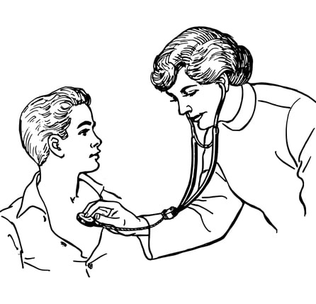 Illustration: a doctor examing a patient
