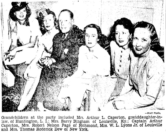 A photo of grandchildren at Sallie Lefroy's 90th birthday celebration, Richmond Times-Dispatch newspaper article 16 May 1940
