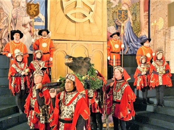 Photo: carrying the Boar's Head at the Boar's Head and Yule Log Festival, University Christian Church, Fort Worth, Texas. Courtesy of the First Christian Church (Disciples of Christ), Corpus Christi, Texas.