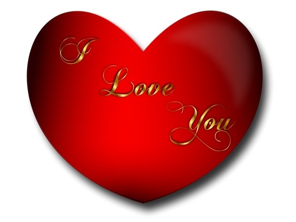 Illustration: a heart with “I love you” in the middle