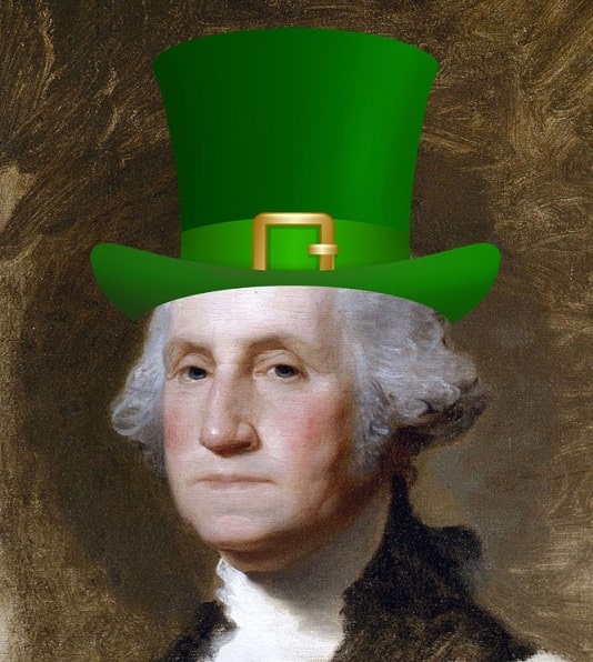 Illustration: George Washington with green hat. Courtesy of the George Washington Foundation, Fredericksburg, Virginia, featured in their Lives and Legacies Blog