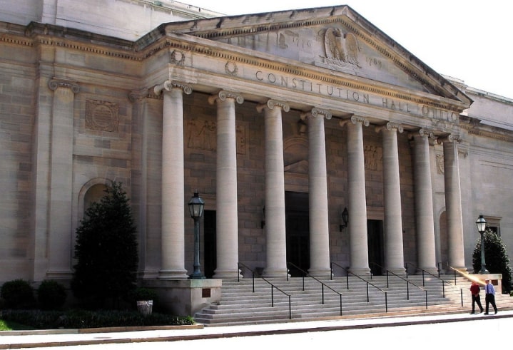 Photo: DAR Constitution Hall, located in Washington, D.C. Credit: Edna Barney; Wikimedia Commons.