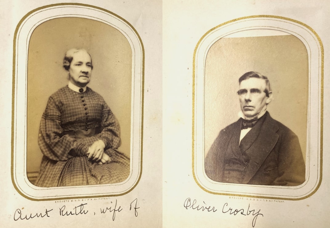 Photos: Ruth Bangs Crosby and Oliver Crosby. Credit: Zenas Crocker Collection MS 167, Sturgis Library.