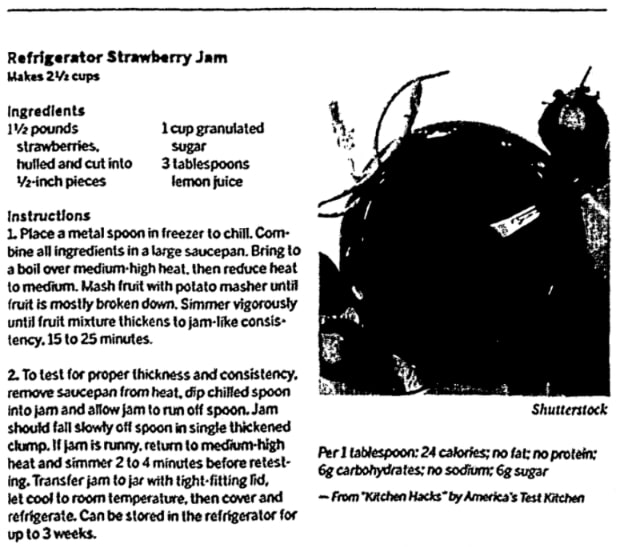 Recipe for a sufganiyot filling, Staten Island Advance newspaper 13 December 2017