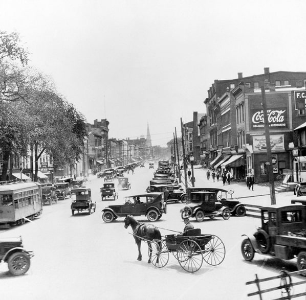 Photo: looking south to Main Street, Danbury, Connecticut, c. 1910. Credit: Shea Photo Co.; Wikimedia Commons.
