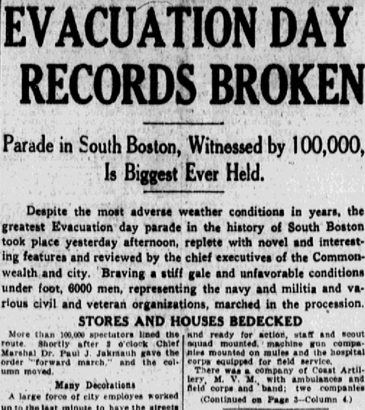 An article about Boston's March 17 parade, Boston Journal newspaper 18 March 1916