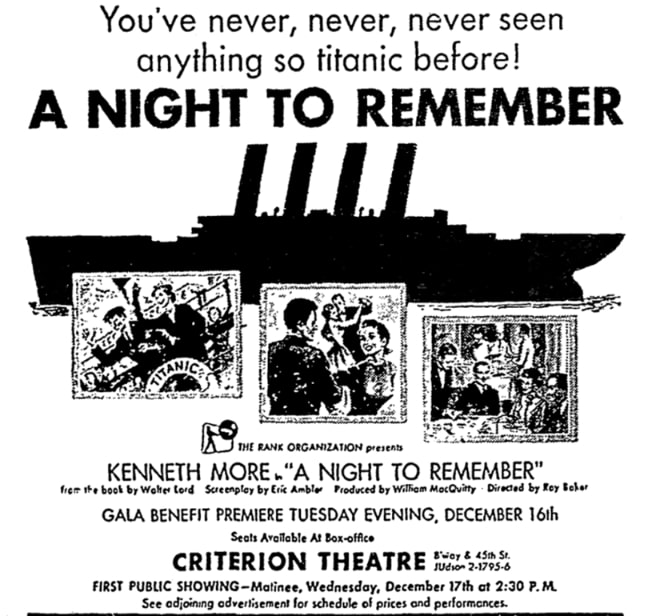 An article about the Titanic, New York Post newspaper 3 December 1958