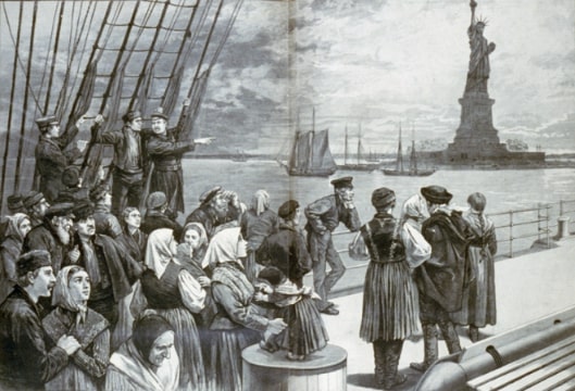 Illustration: Eastern European Jewish immigrants arriving in New York. Credit: Frank Leslie’s illustrated newspaper, 2 July 1887; Wikimedia Commons.